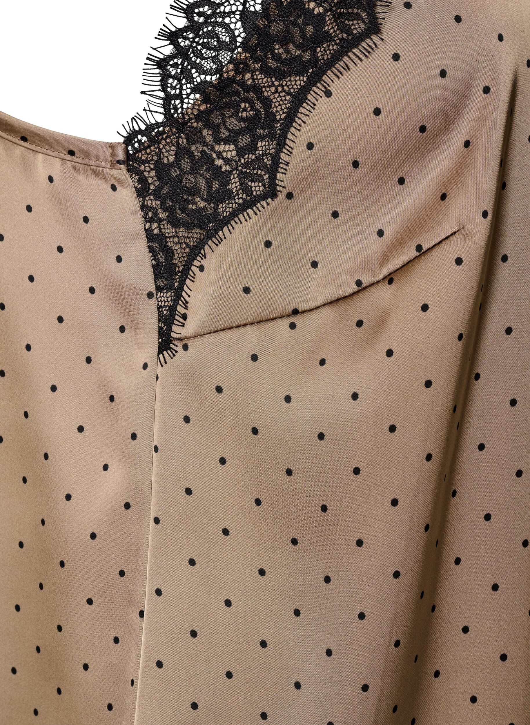 Zizzifashion Strappy top with lace and an asymmetrical hem, Beige, Packshot image number 3