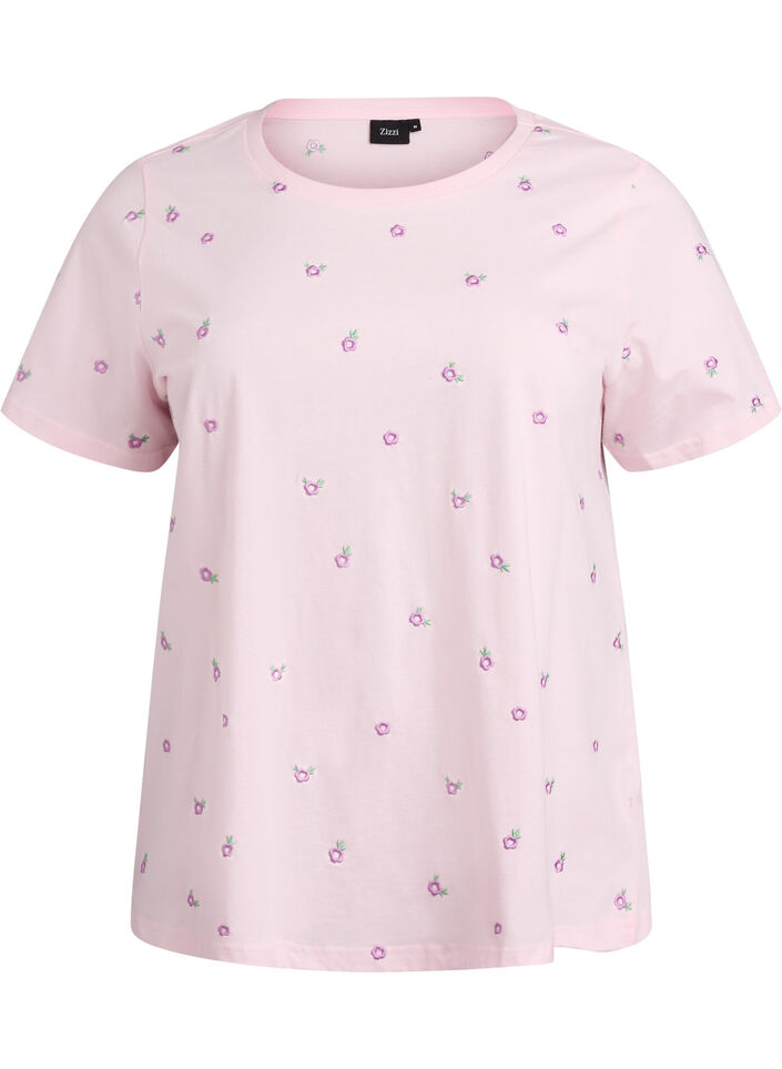 T-shirt in organic cotton with embroidered motifs, Pink, Packshot image number 0