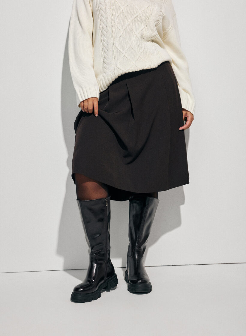 Knee-length A-line skirt, Brown, Model image number 2
