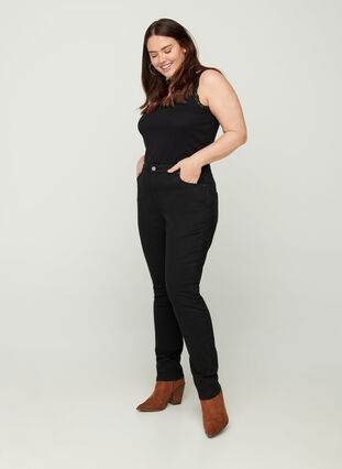 High waisted, extra slim fit Nille jeans, Black, Model image number 1