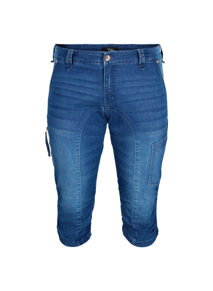 Slim fit capri jeans with pockets, Blue, Packshot image number 0
