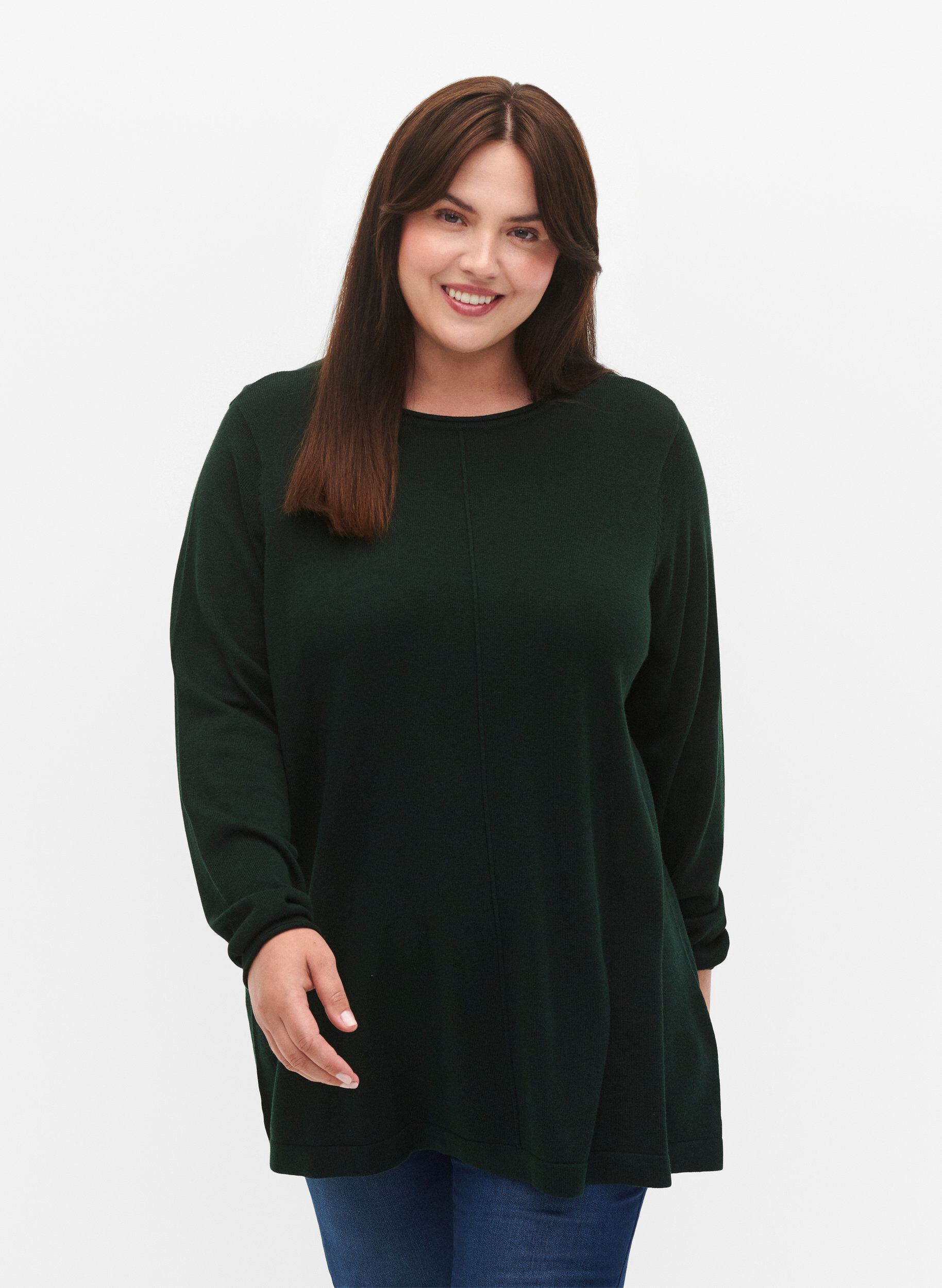 Knitted blouse in cotton-viscose blend, Green, Model