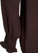 Blouse with smock cuffs and V-neck, Brown, Packshot image number 3