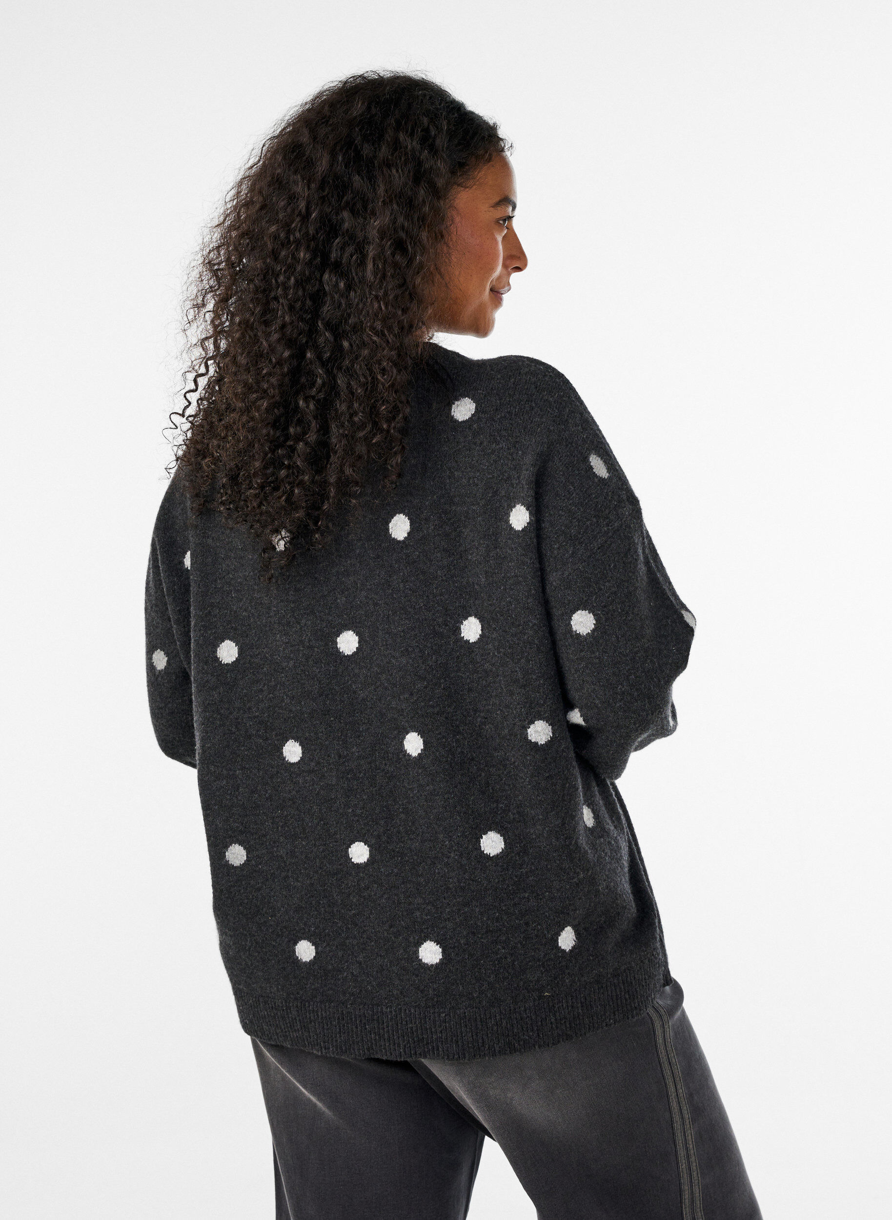ZizzifashionCardigan with a dotted pattern, Grey, Model image number 2