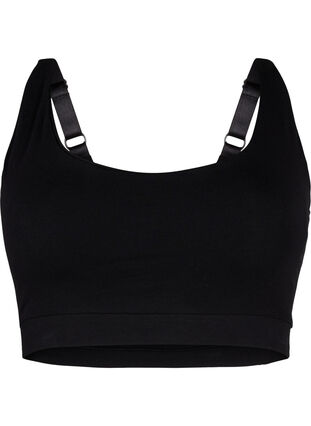 2-pack cotton bra top with adjustable straps, Purple Rose/Black, Packshot image number 3