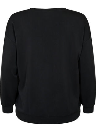 Modal mix sweatshirt with text print, Black, Packshot image number 1