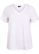 Basic cotton T-shirt with a V-neck, White, Packshot image number 0