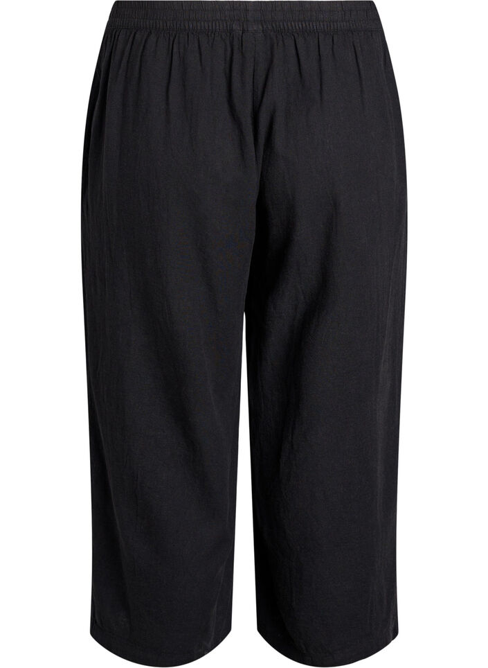 Cropped trousers in linen and viscose, Black, Packshot image number 1