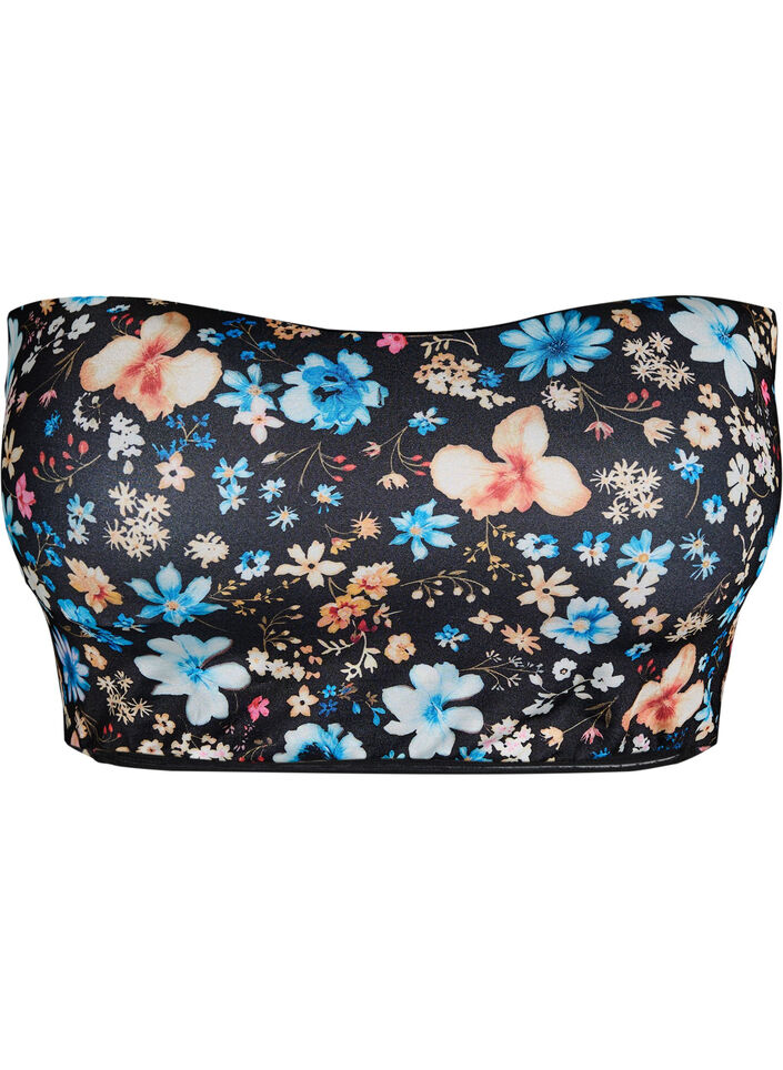 Floral bandeau bikini top, Blue, Packshot