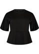 Peplum blouse with elbow-length sleeves, Black, Packshot image number 0