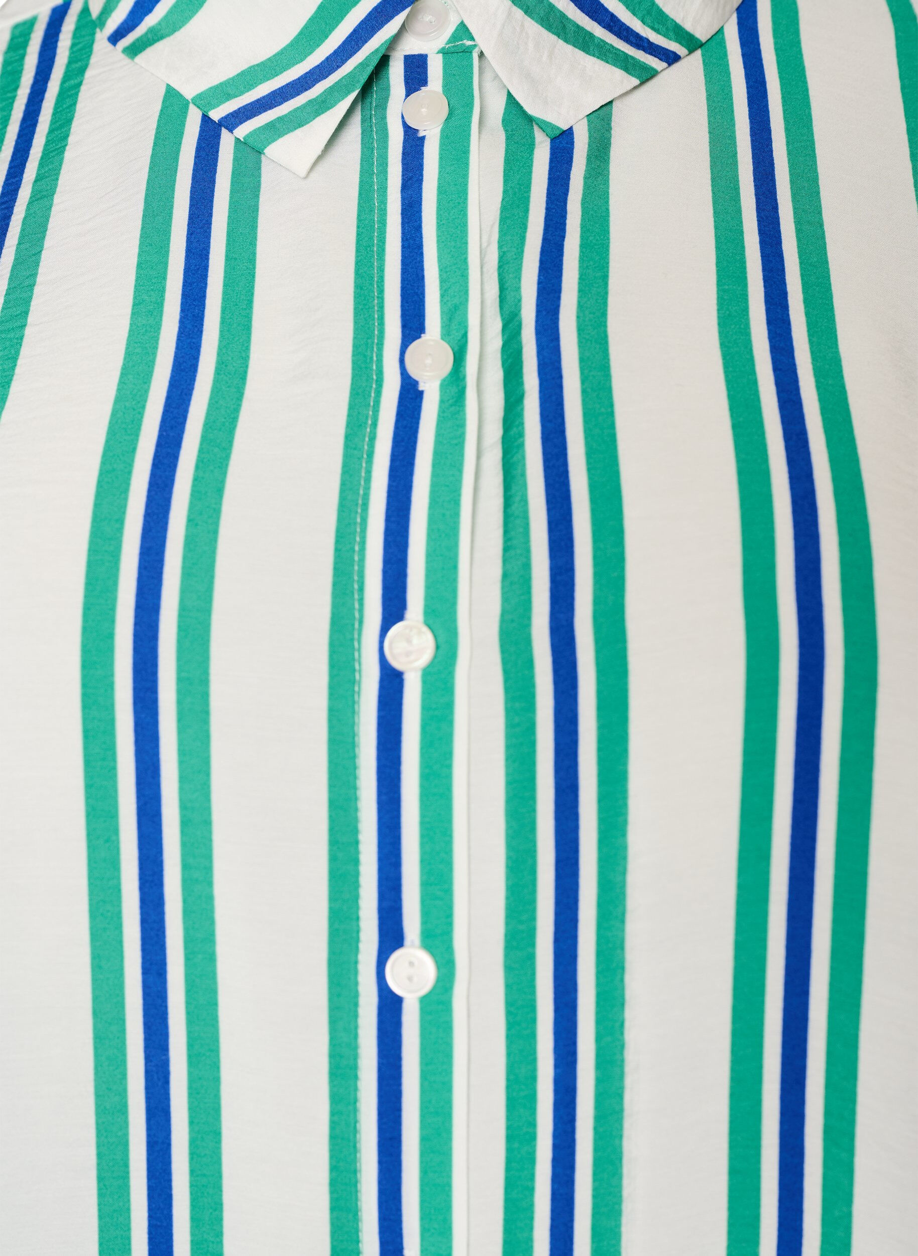 Zizzifashion Striped viscose shirt with short sleeves, Vanilla, Packshot image number 2