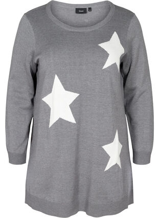 Knit blouse, Mid Grey Mel w stars, Packshot image number 0