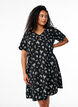 FLASH - Short-sleeved dress with a V-neck, Black, Model image number 0