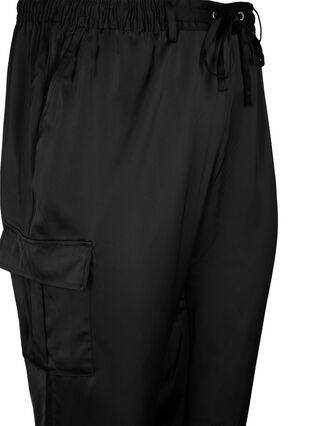Satin Cargo Pants, Black, Packshot image number 2