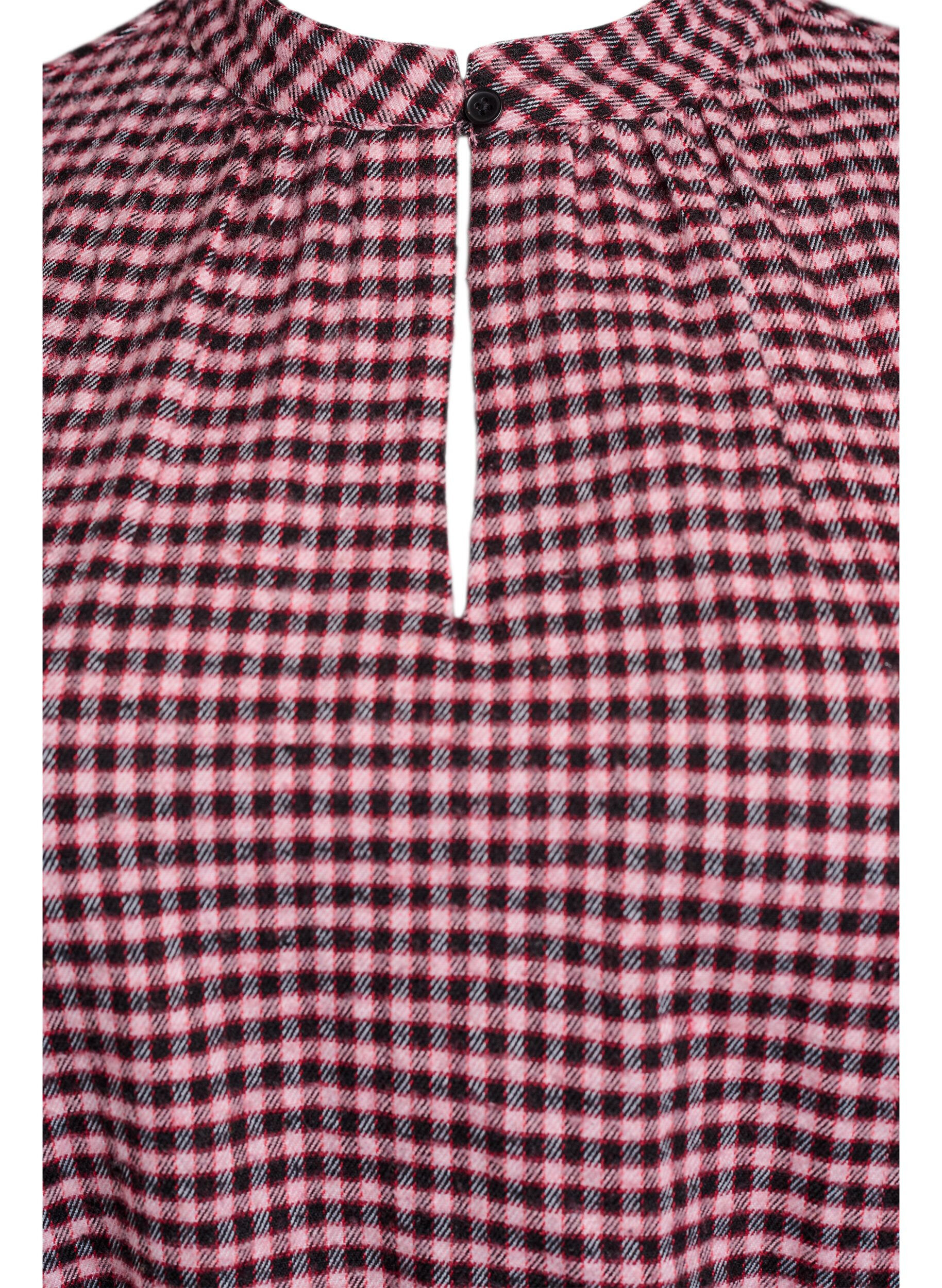 Zizzifashion Short checked dress with a tie-belt, Red, Packshot image number 2