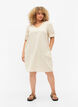V-neck dress in cotton blend with linen, Sandshell, Model image number 2