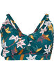 Floral bikini top with ruffle details, Green, Packshot image number 0
