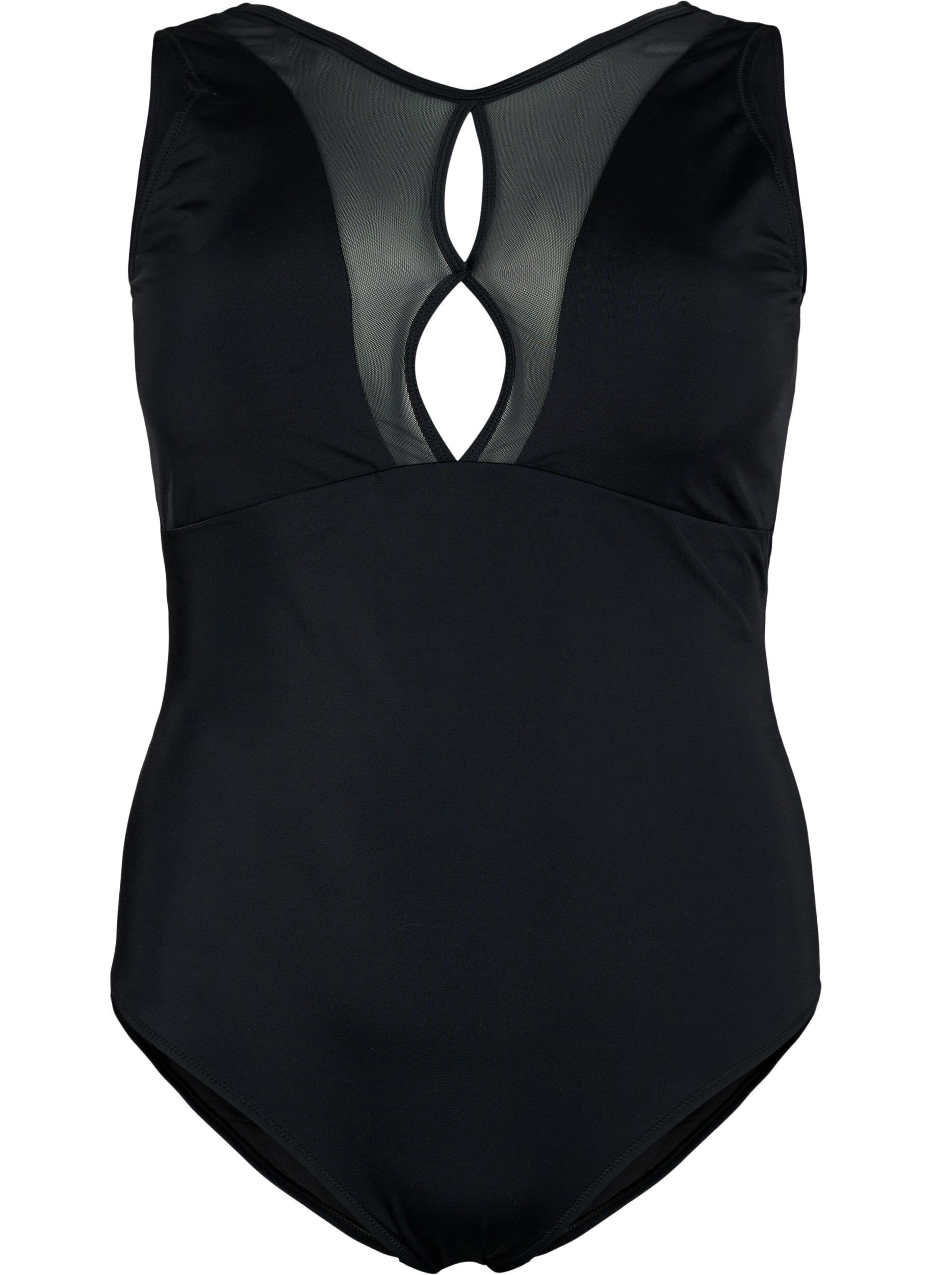 Zizzifashion Swimsuit with mesh detail in front, Black, Packshot image number 0