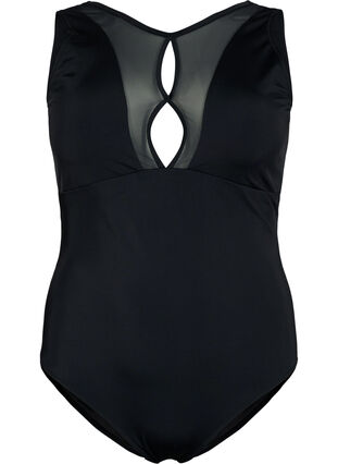 Swimsuit with mesh detail in front, Black, Packshot image number 0
