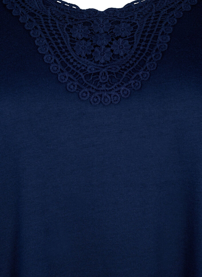 Sleeveless top with lace, Navy Blazer, Packshot image number 2