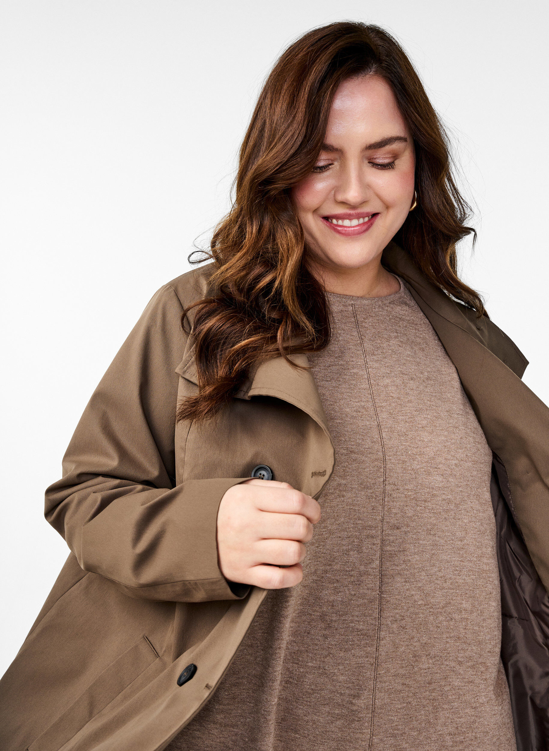 Zizzifashion Water-repellent A-line spring jacket, Brown, Image image number 0