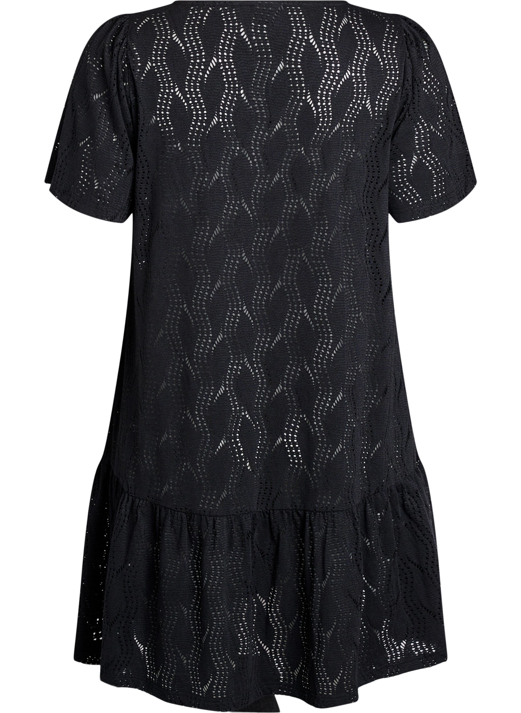 Zizzifashion FLASH - Short jersey dress with eyelet pattern, Black, Packshot image number 1