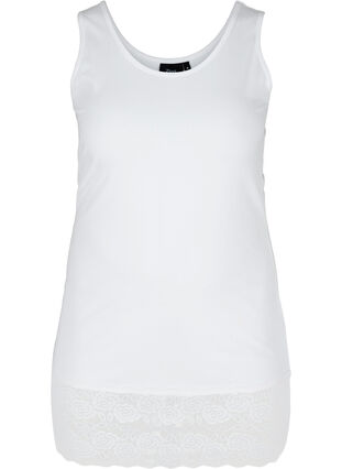 Cotton Top with Lace Edge, White, Packshot image number 0