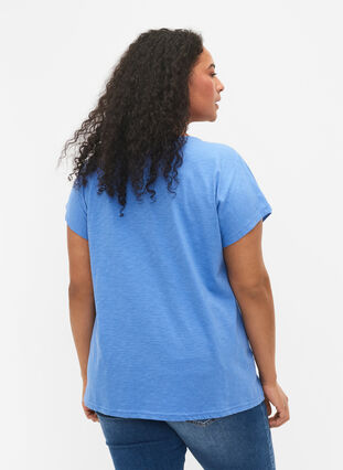 Cotton t-shirt with leaf print, Ultramarine C Leaf, Model image number 1