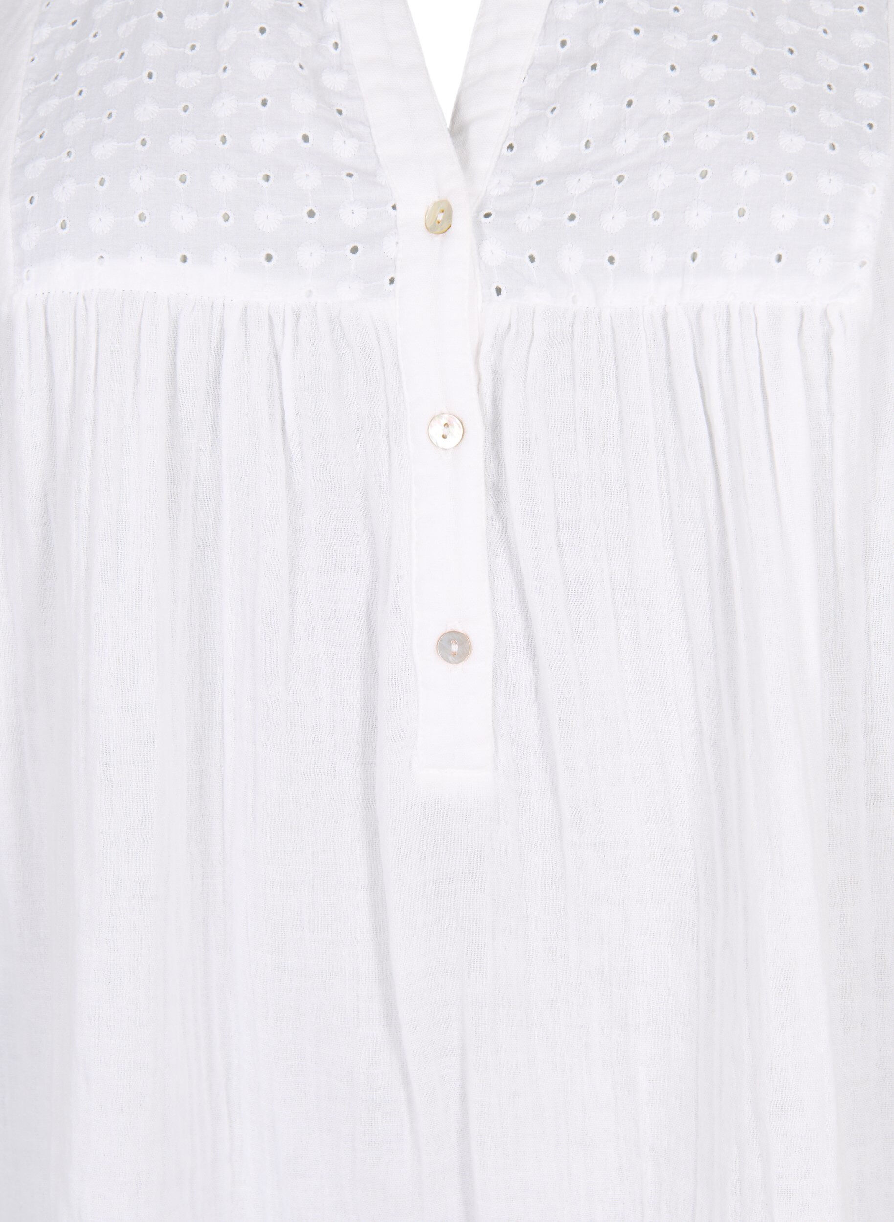 Zizzifashion Tunic in cotton with embroidery anglaise, Bright White, Packshot image number 2