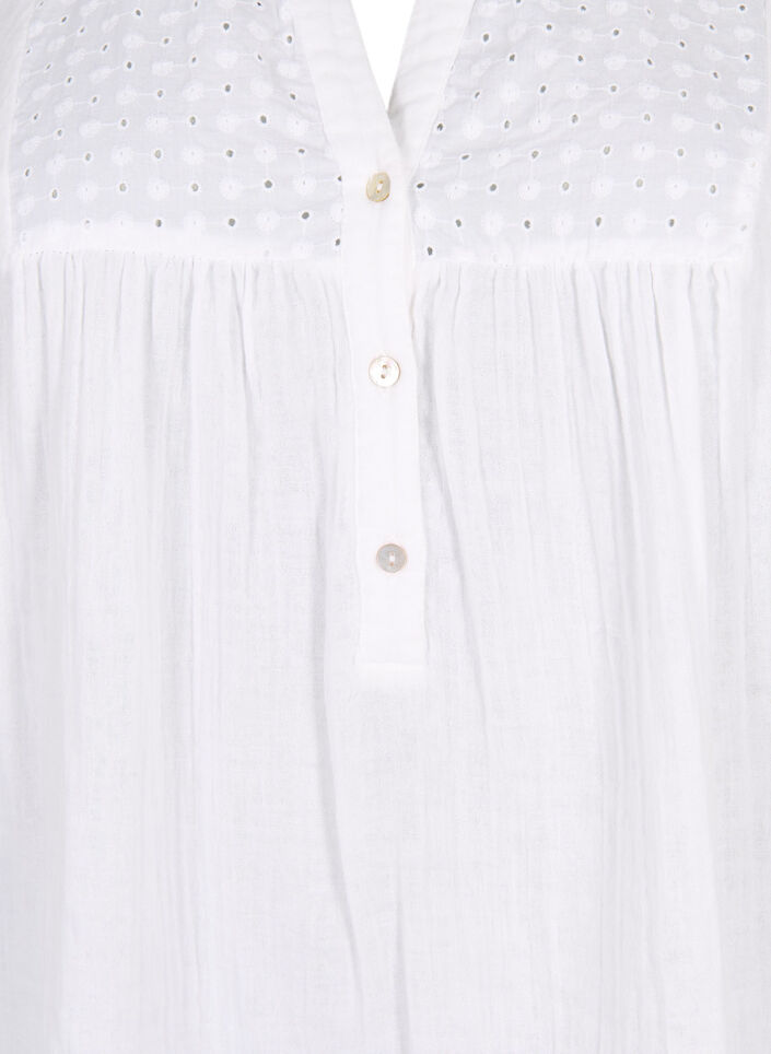 Cotton tunic with anglaise embroidery, Bright White, Packshot image number 2
