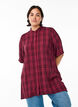 Tunic with short sleeves and checkered pattern, Dark Bordeaux, Model image number 0