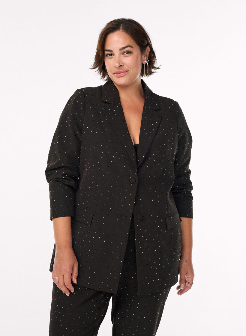 Blazer with rhinestones, Black, Model image number 0