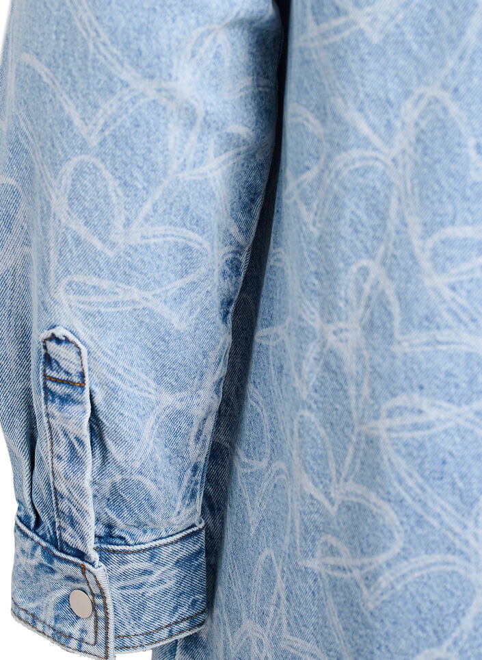Denim dress with heart pattern, Light Blue, Packshot image number 3