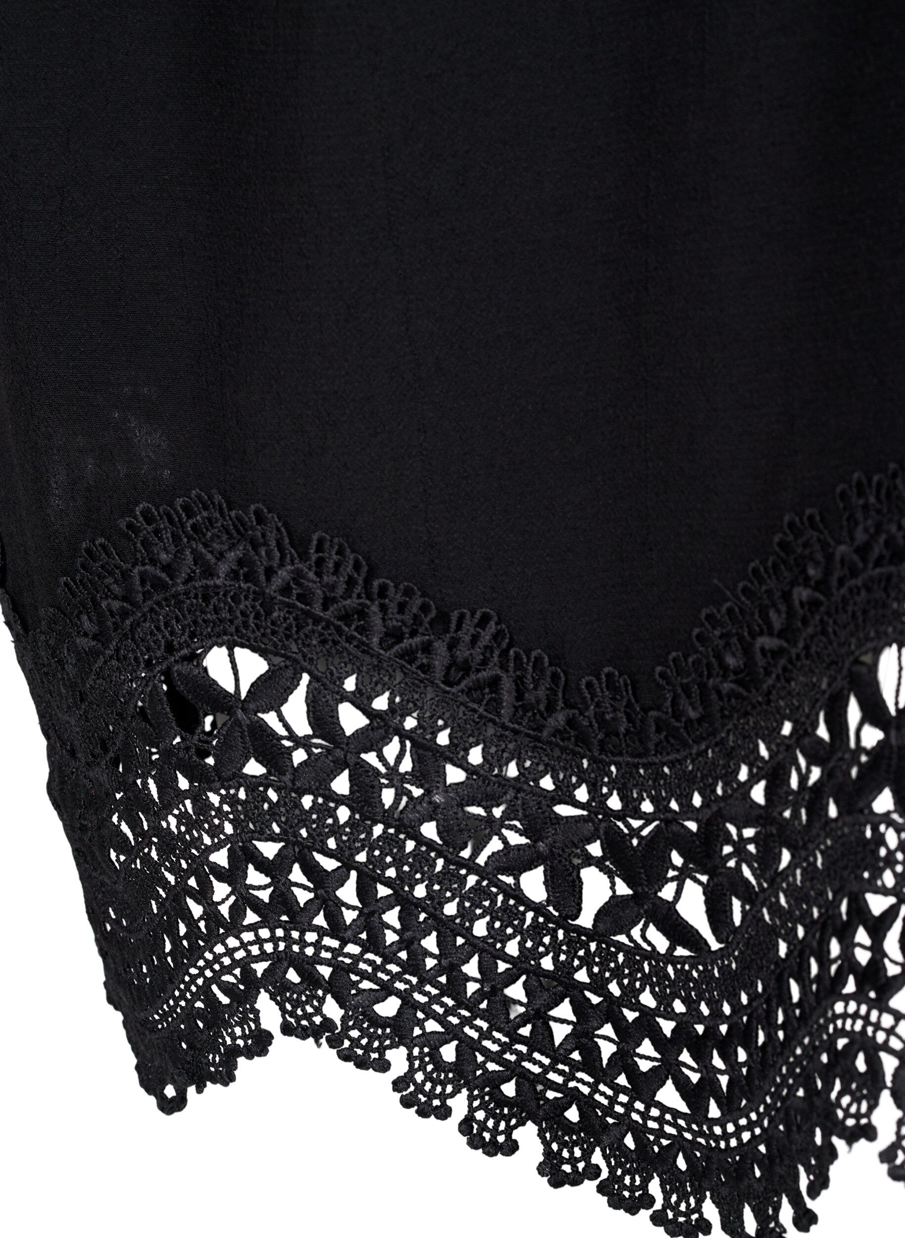 Zizzifashion Dress in viscose with embroidered details, Black, Packshot image number 3