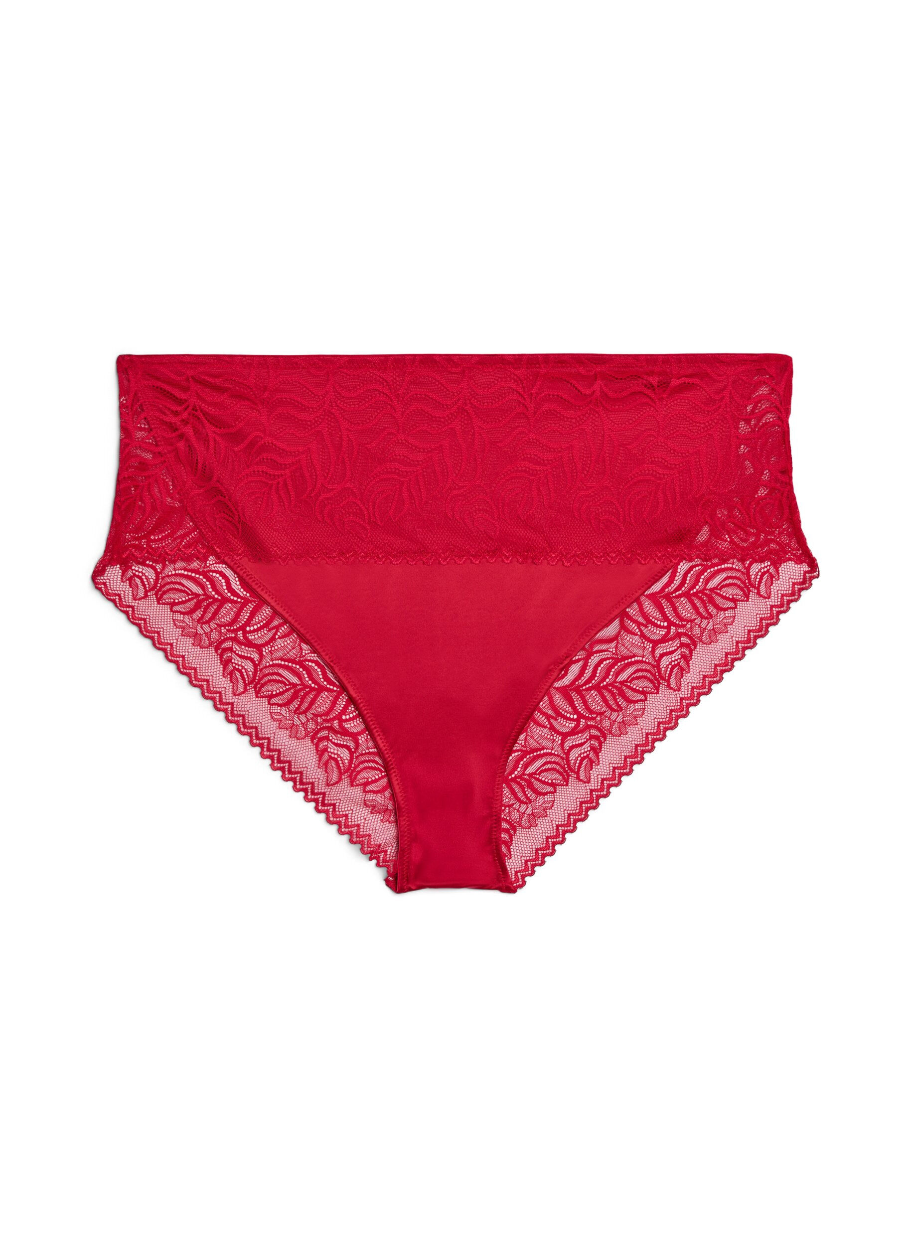 Zizzifashion Tai briefs in lace and shiny microfiber, Red, Packshot image number 0