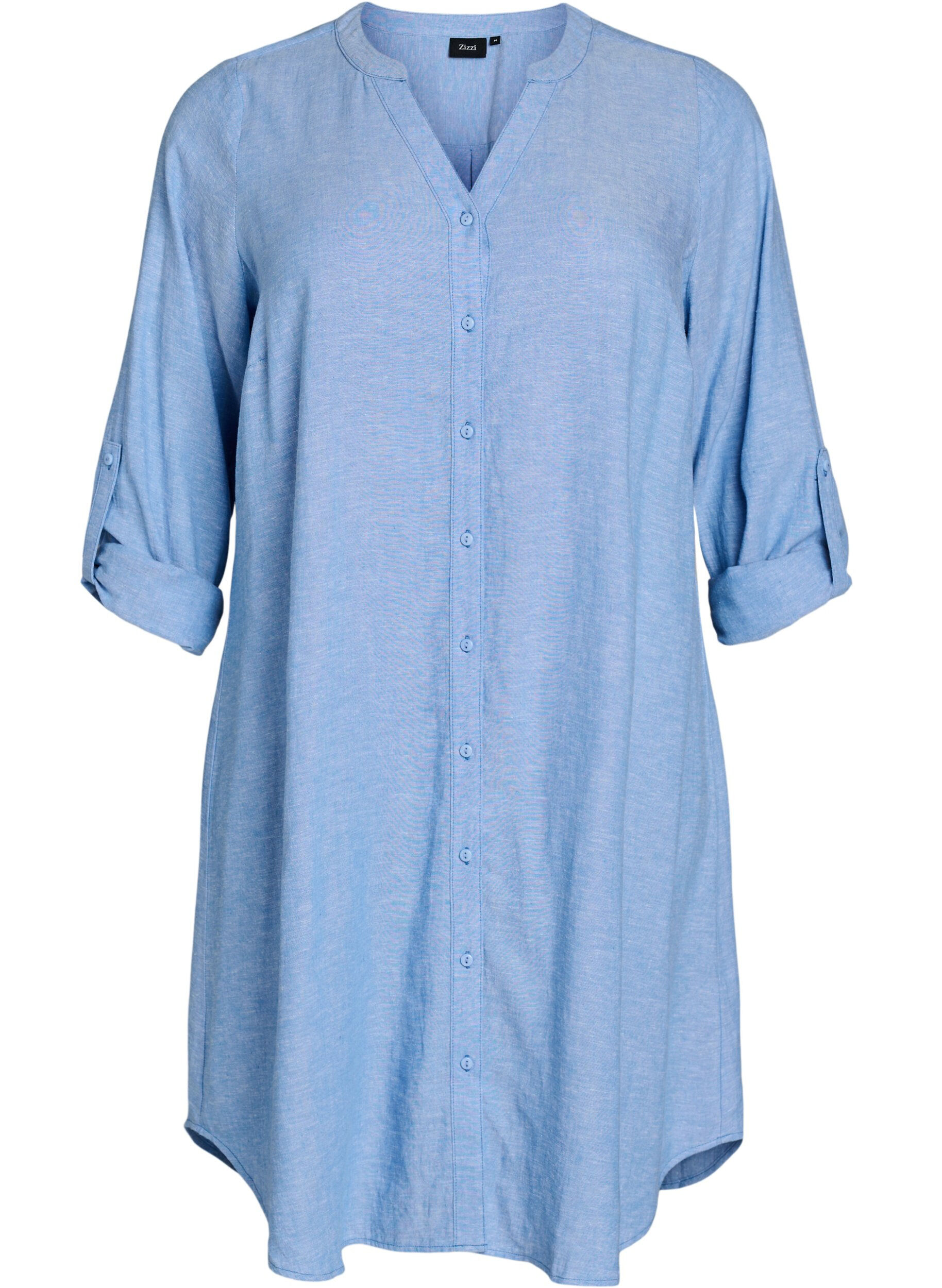 Zizzifashion Long shirt in linen and viscose, Blue, Packshot image number 0