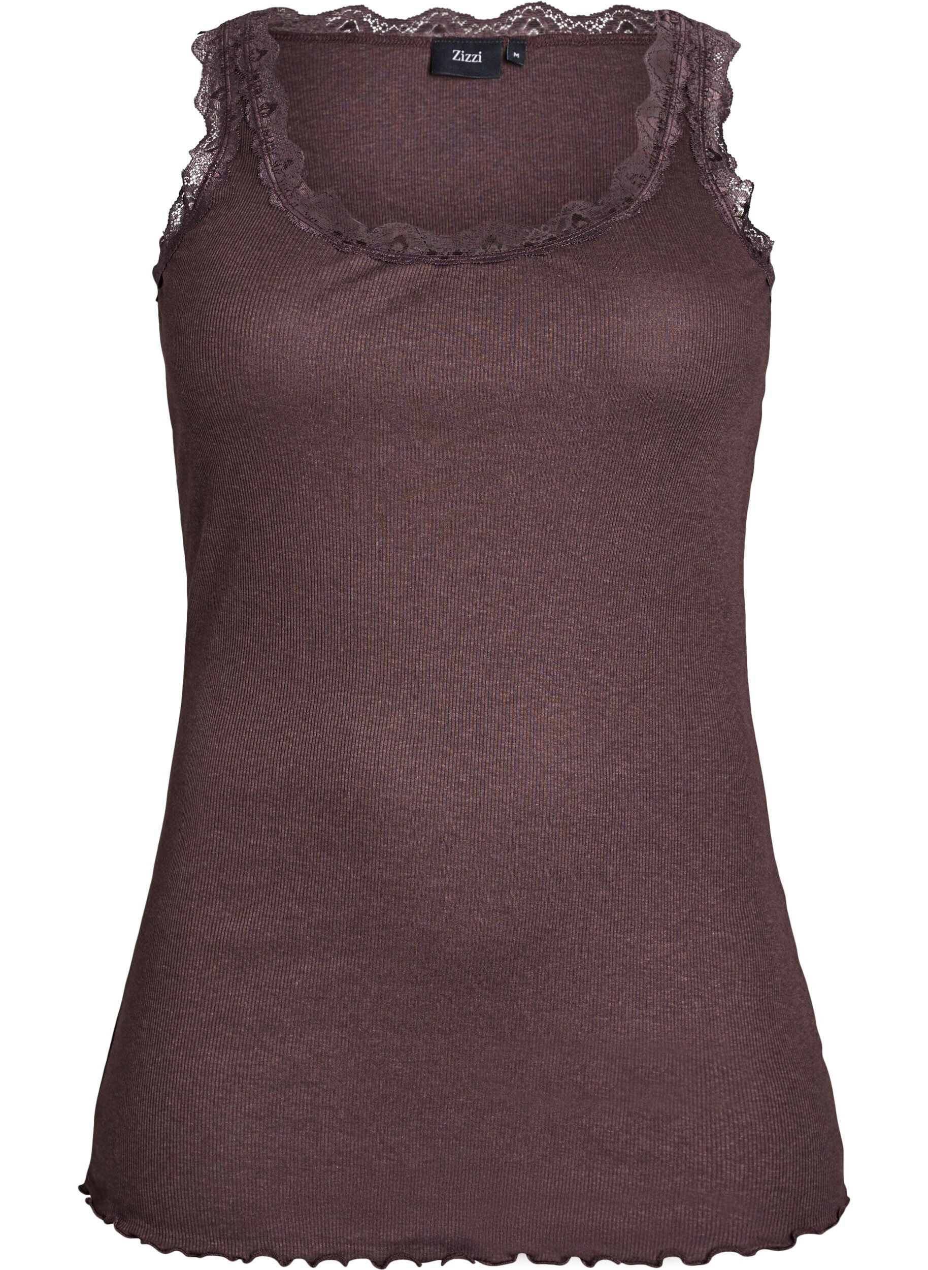 ZizzifashionTop with lace trim, Brown, Packshot image number 0