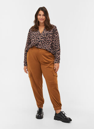 Loose trousers with elasticated trim and pockets, Rubber, Model image number 0
