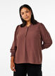 Blouse with ruffle collar, Brown, Model image number 0