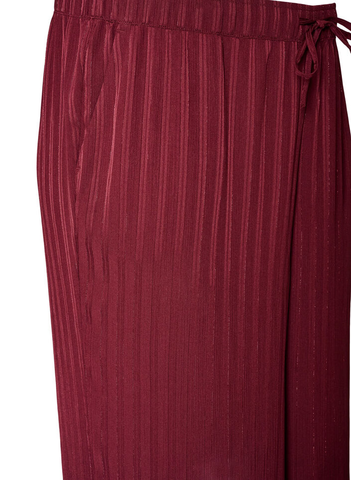 Trousers with textured stripes and straight legs, Red, Packshot image number 2
