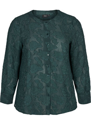 Transparent patterned shirt, Darkest Spruce, Packshot image number 0