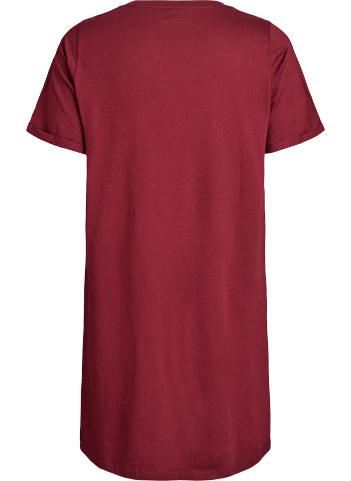 Short-sleeved nightgown in organic cotton, Red, Packshot image number 1