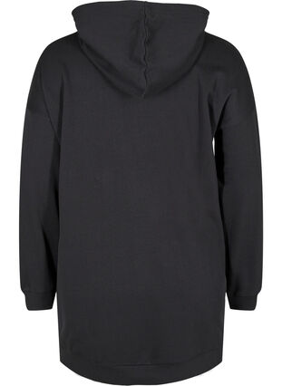 Sweat dress with hood and zipper, Black, Packshot image number 1