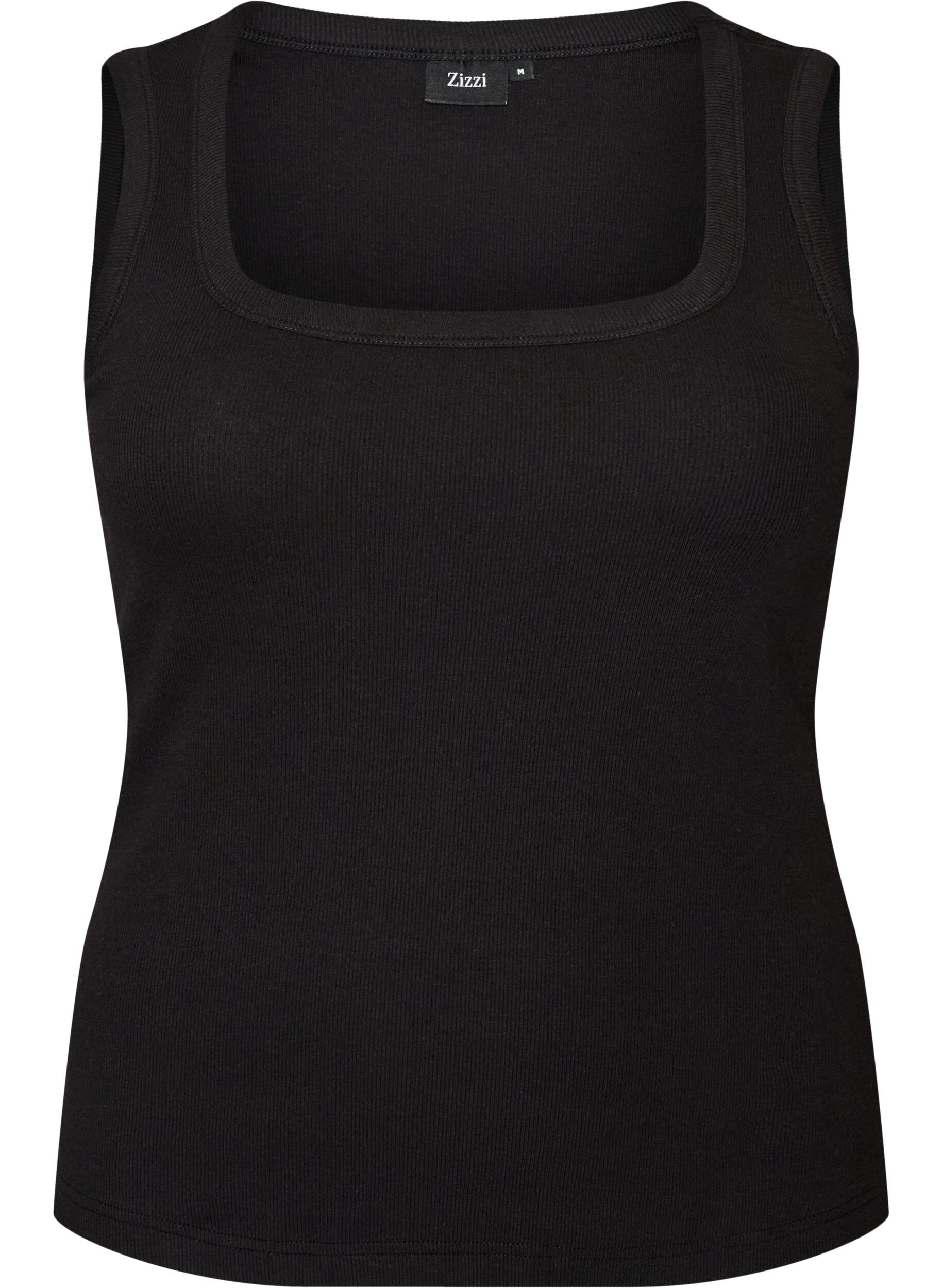ZizzifashionRib top with square neckline, Black, Packshot image number 0