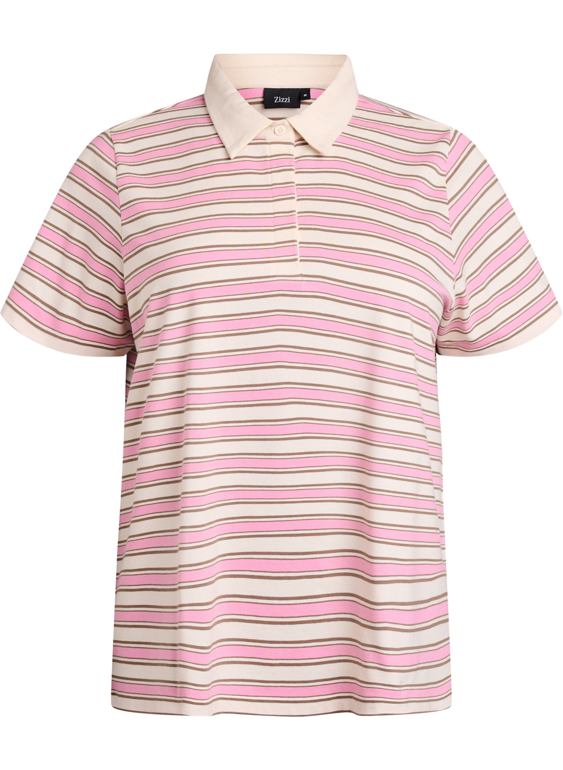 Striped polo shirt with short sleeves