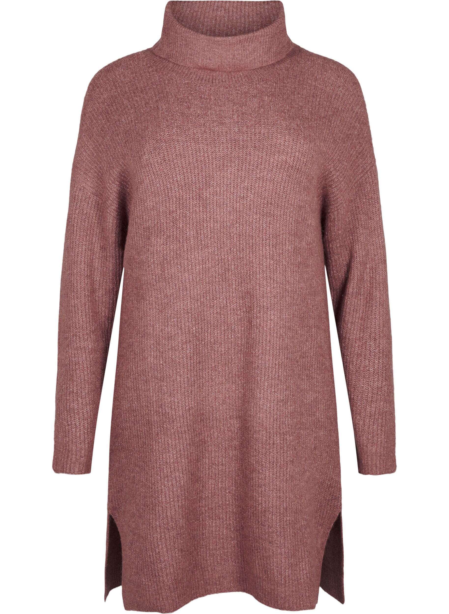 ZizzifashionKnitted dress with turtleneck, Red, Packshot image number 0