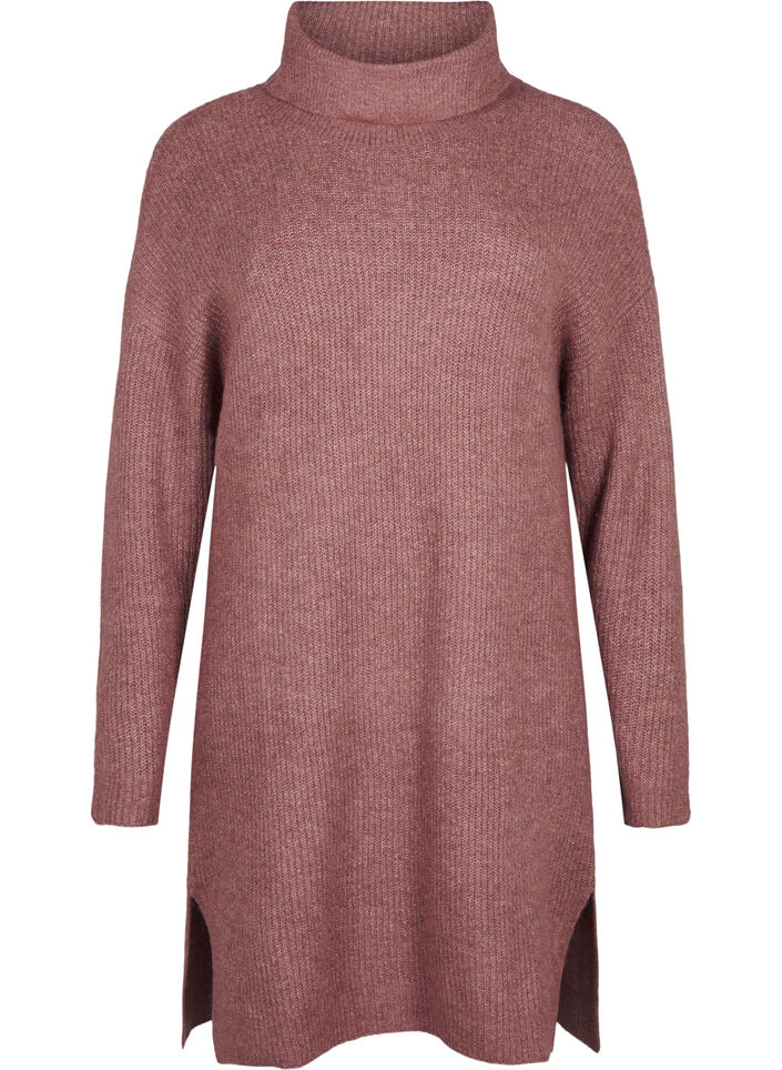 Knitted dress with turtleneck, Red, Packshot image number 0
