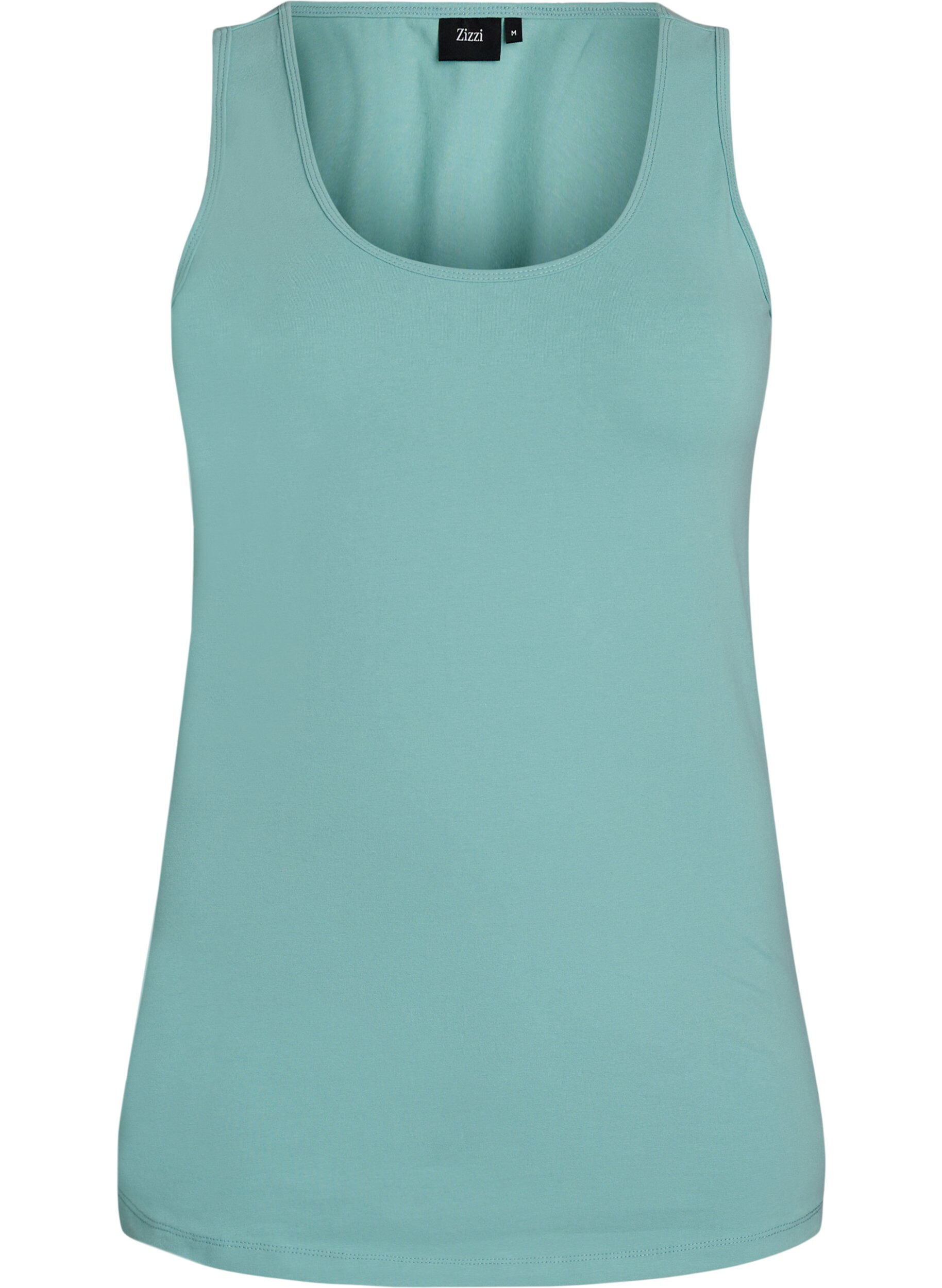 ZizzifashionSolid color basic top in cotton, Green, Packshot image number 0