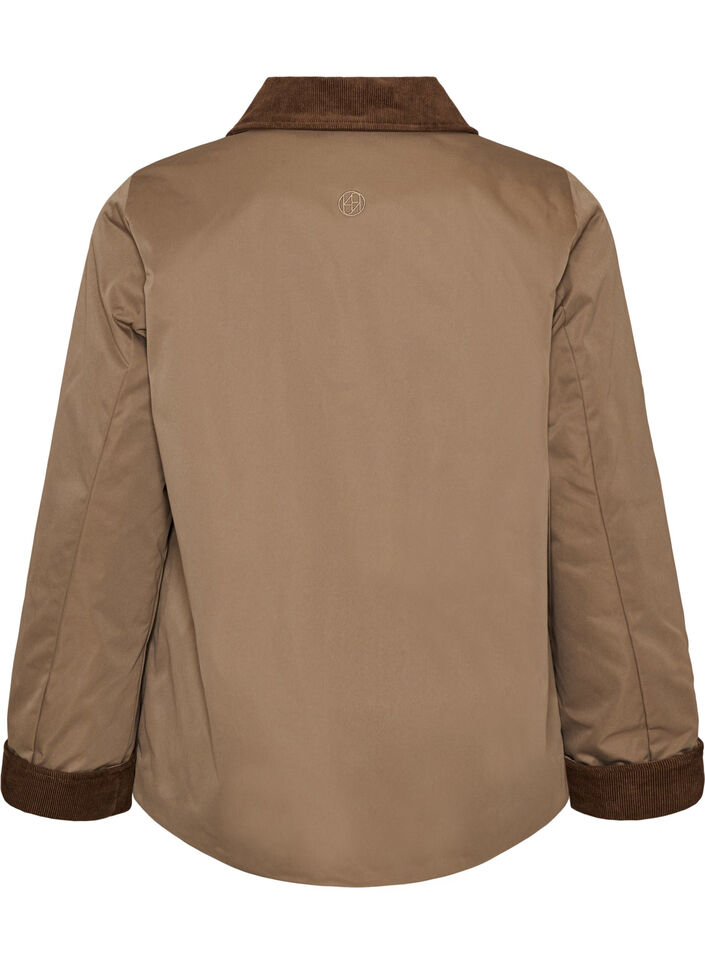 Lightly padded jacket with a corduroy collar, Brown, Packshot image number 1