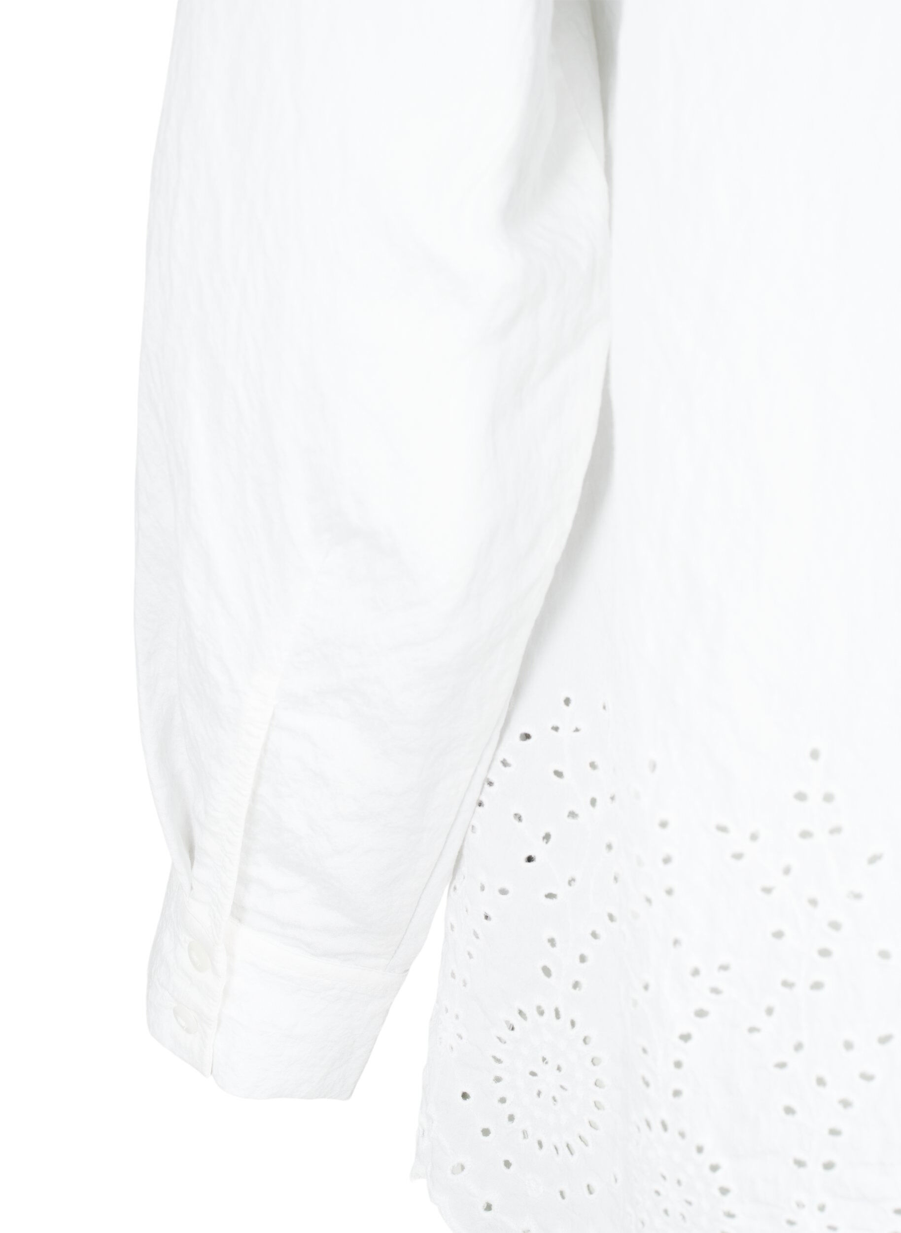 Zizzifashion Viscose shirt with broderie anglaise, Bright White, Packshot image number 3
